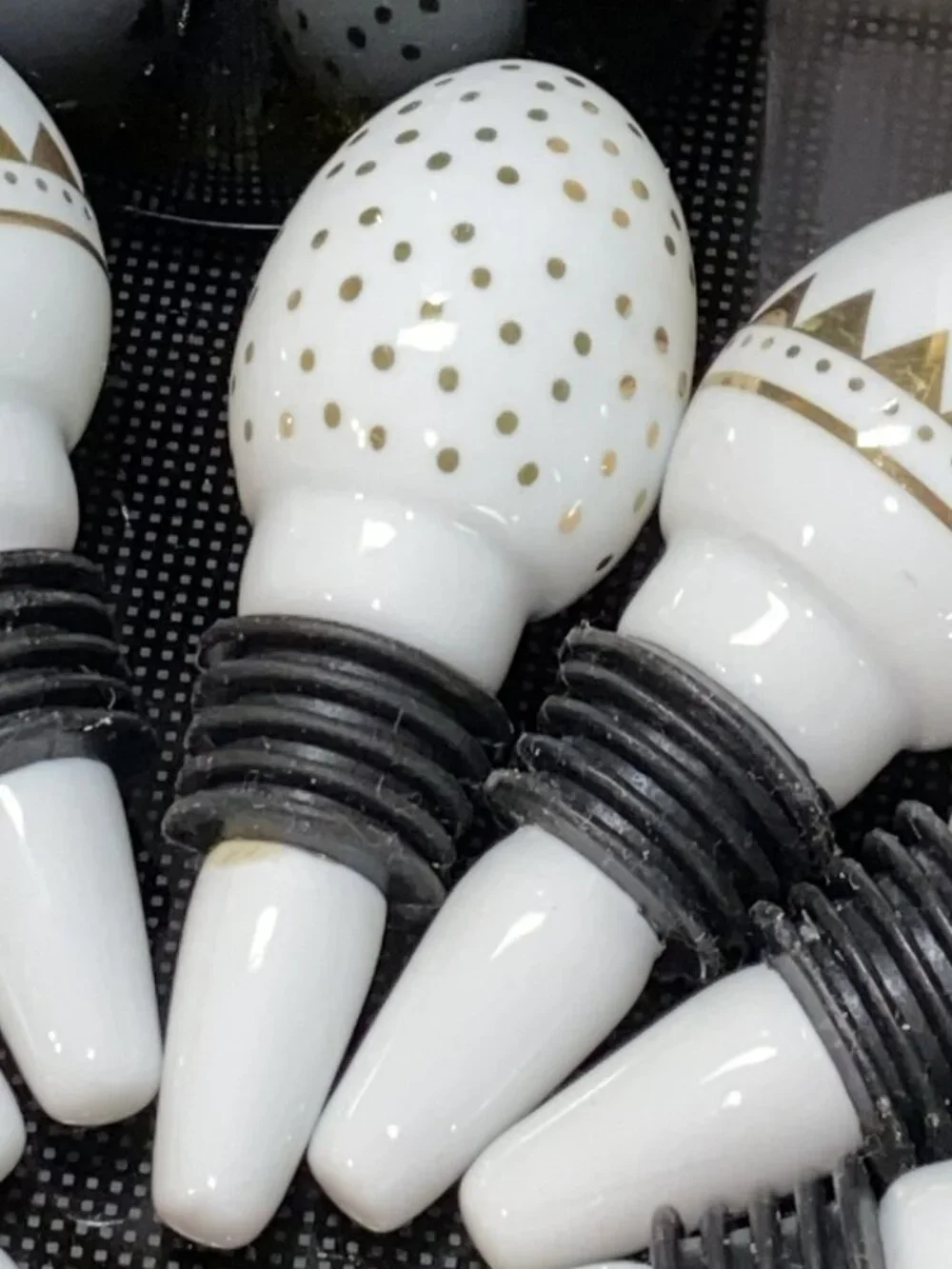 Wine Bottle Stopper-White Glazed Porcelain Egg w/Gold Polka Dots, by Threshold